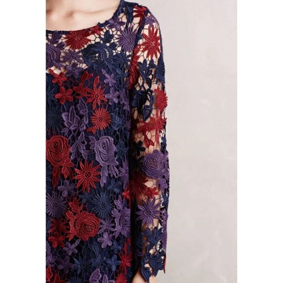 Anthropologie Moulinette Soeurs Harvest Blooms Crocheted floral Unlined dress - Picture 2 of 9